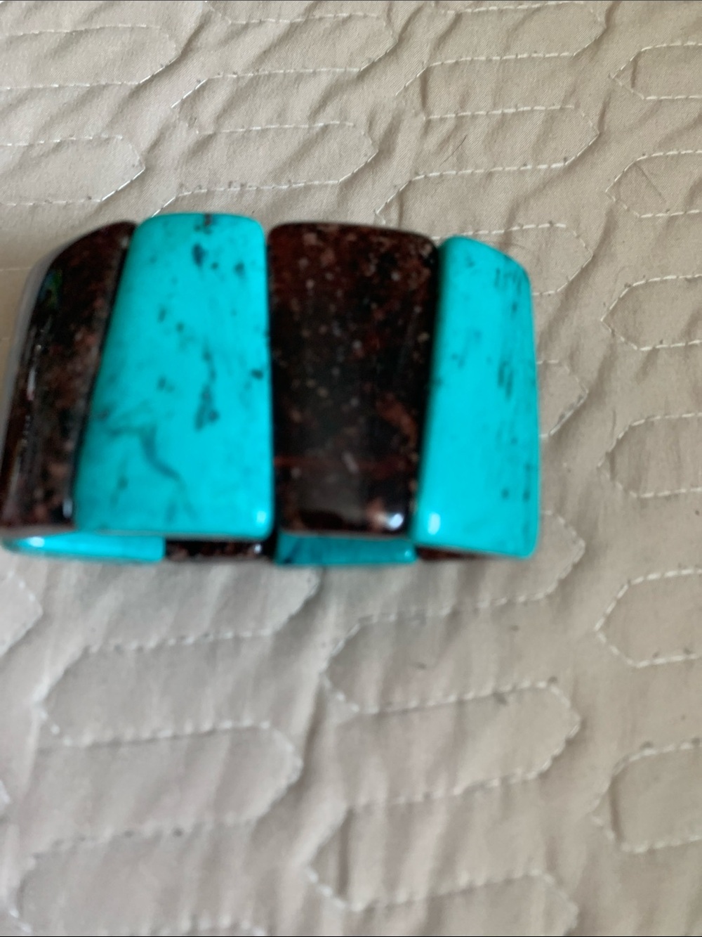 Turquoise and Brown Stretch Chunky Bracelet - Women's Stone Accent Accessory